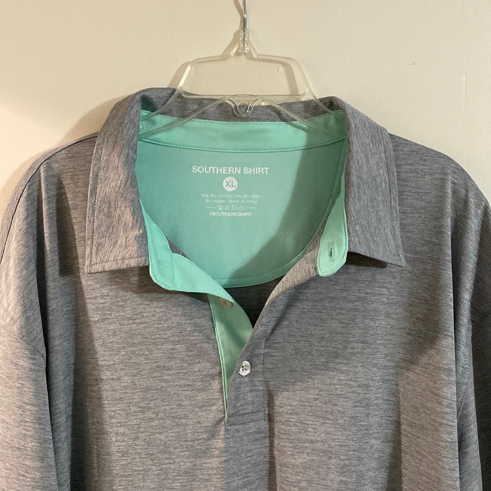 Souther Shirt Co. Grey and Turquoise Golf Polo